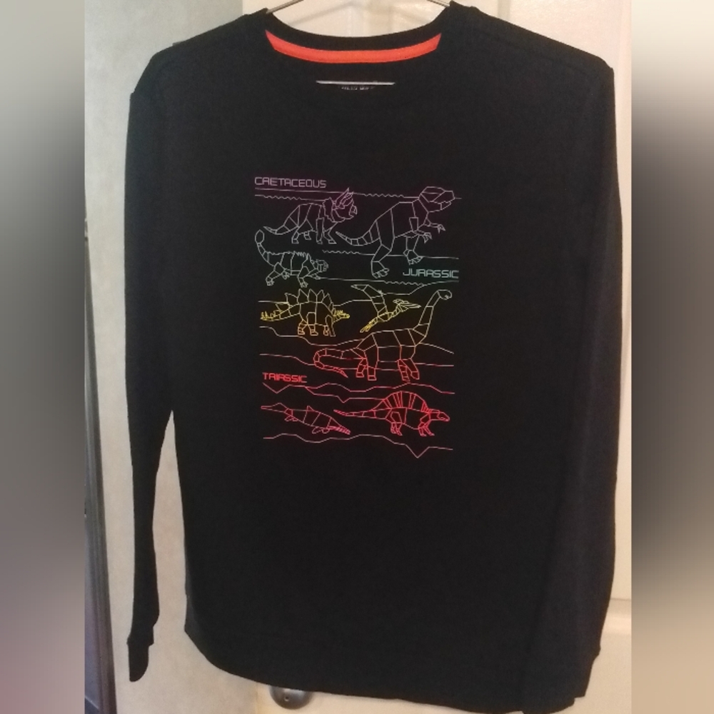 Cat & Jack DINOSAUR Long Sleeve Black Sweatshirt, Size XL, NWOT